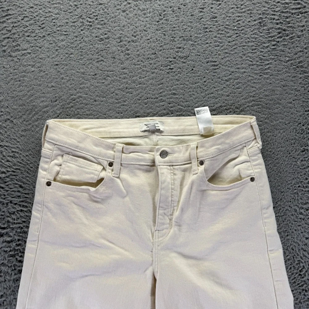 Banana Republic Jeans Women's 14 White Cotton Denim Cropped Wide-Leg Stretch
